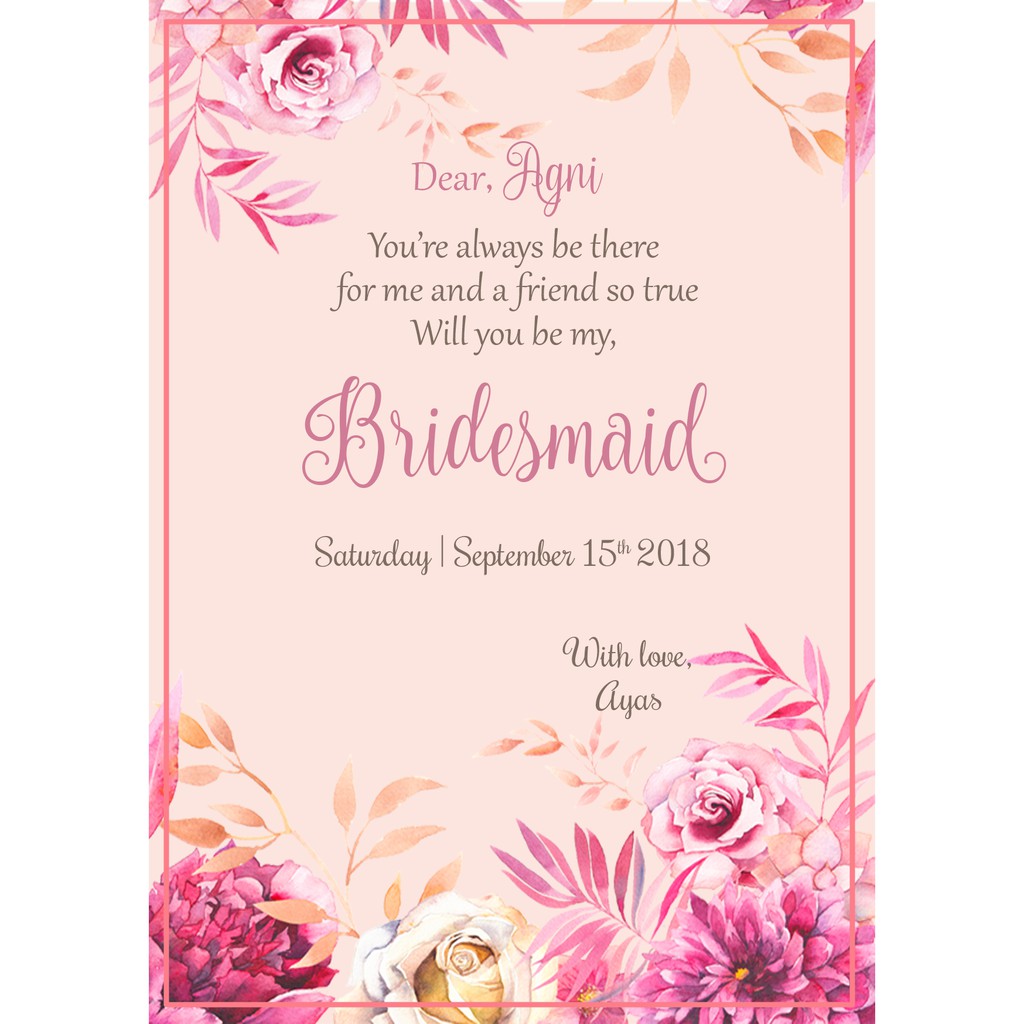 Kartu Ucapan Untuk Bridesmaid